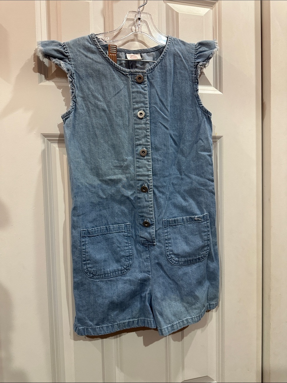 Kids wonder nation Light Blue Denim Button Romper size 6-6